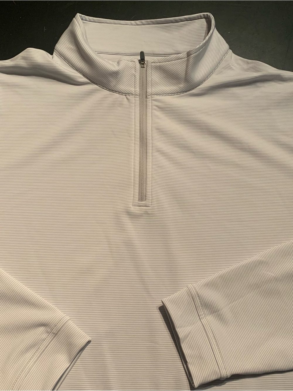 Peter Millar Quarter Zip 1/4 Long Sleeve Golf NWT $135 Gray White Striped